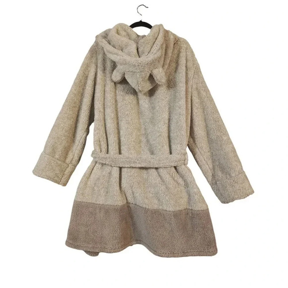 Daydream By Berkshire Homes Hooded Teddy Robe Gray Long Sleeve Size Large/XL - Picture 2 of 9